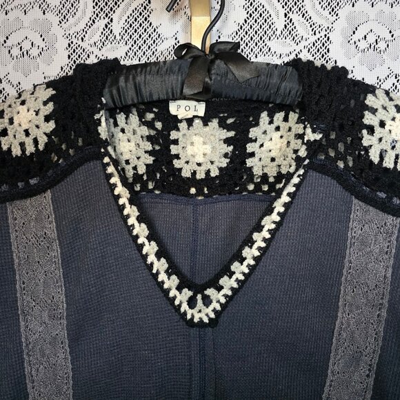 POL Granny Square V-Neck BOHO Hoodie L - Picture 2 of 13